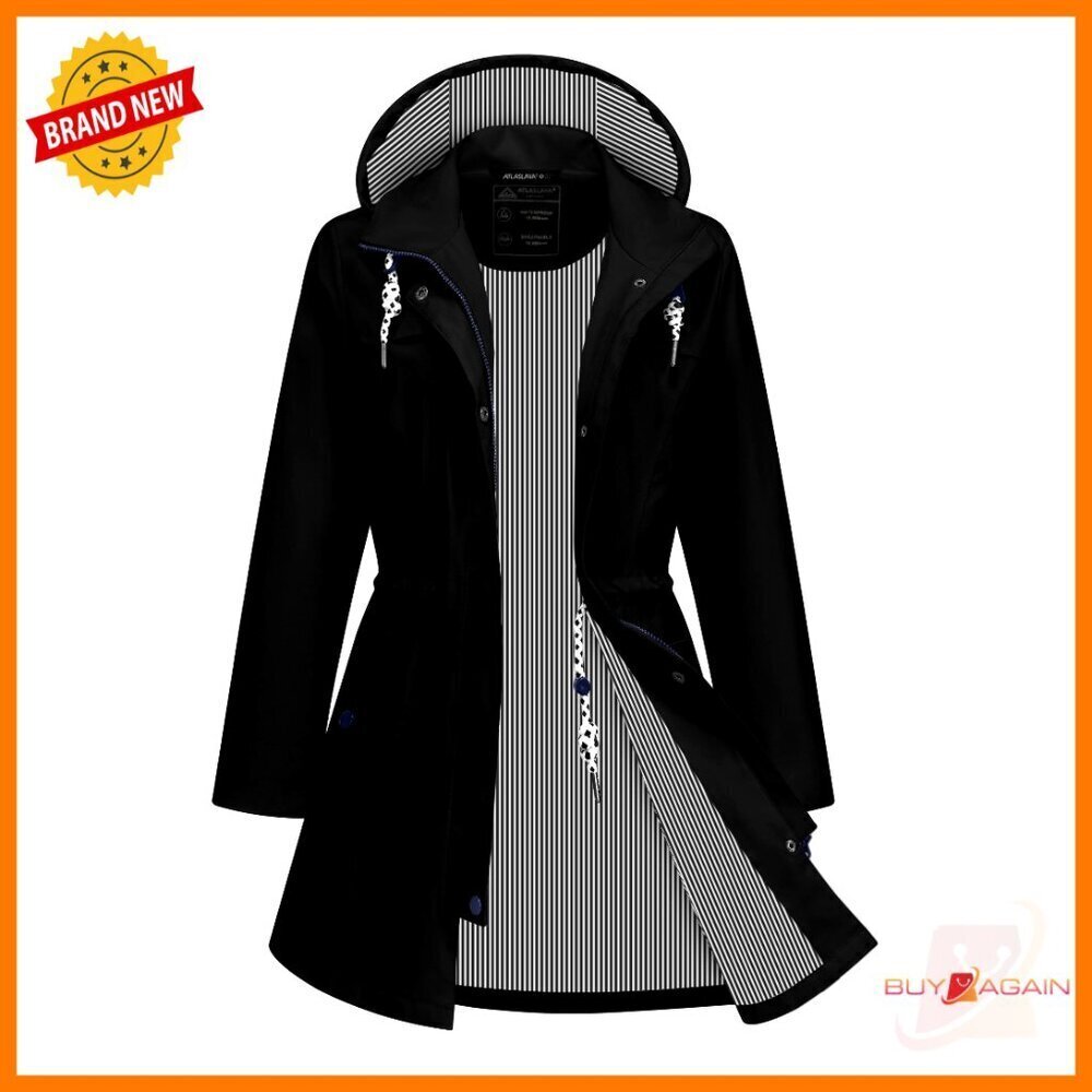 Lightweight Waterproof Raincoat Hooded Windbreaker Trench Coat Classic Outdoor